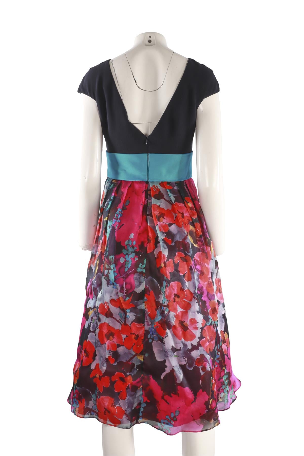 THEIA MULTI SILK MIDI DRESS UK 4