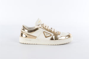 PRADA GOLD DOWNTOWN LEATHER SNEAKERS EU 38 UK 5 US 8