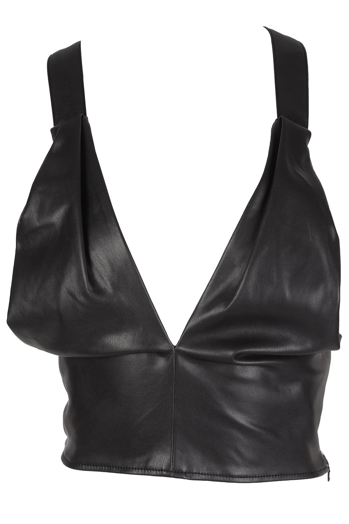 STAUD BLACK FAUX LEATHER TOP US 6 UK 10