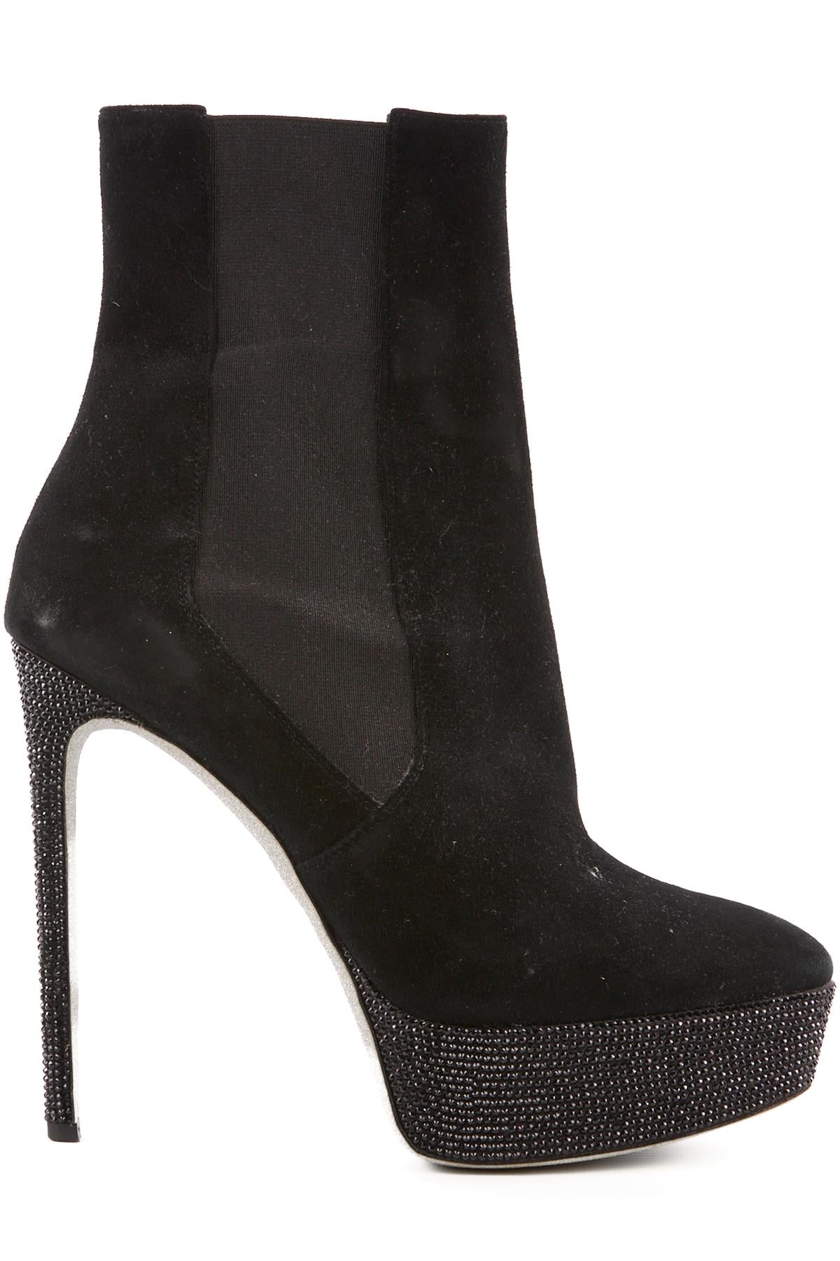 RENÉ CAOVILLA BLACK SUEDE ANKLE BOOTS EU 39 UK 6 US 9