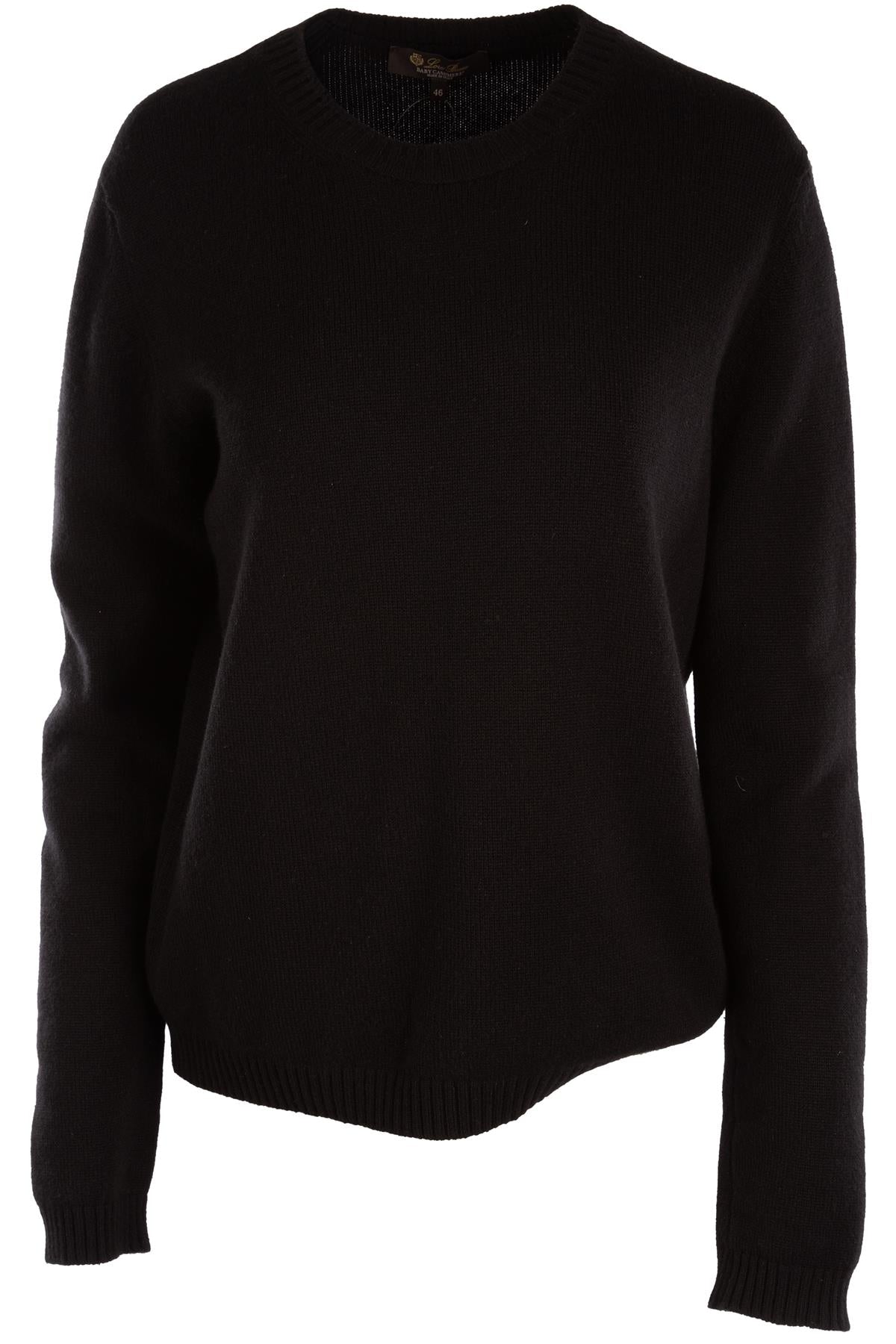 LORO PIANA BLACK CASHMERE SWEATER IT 46 UK 14