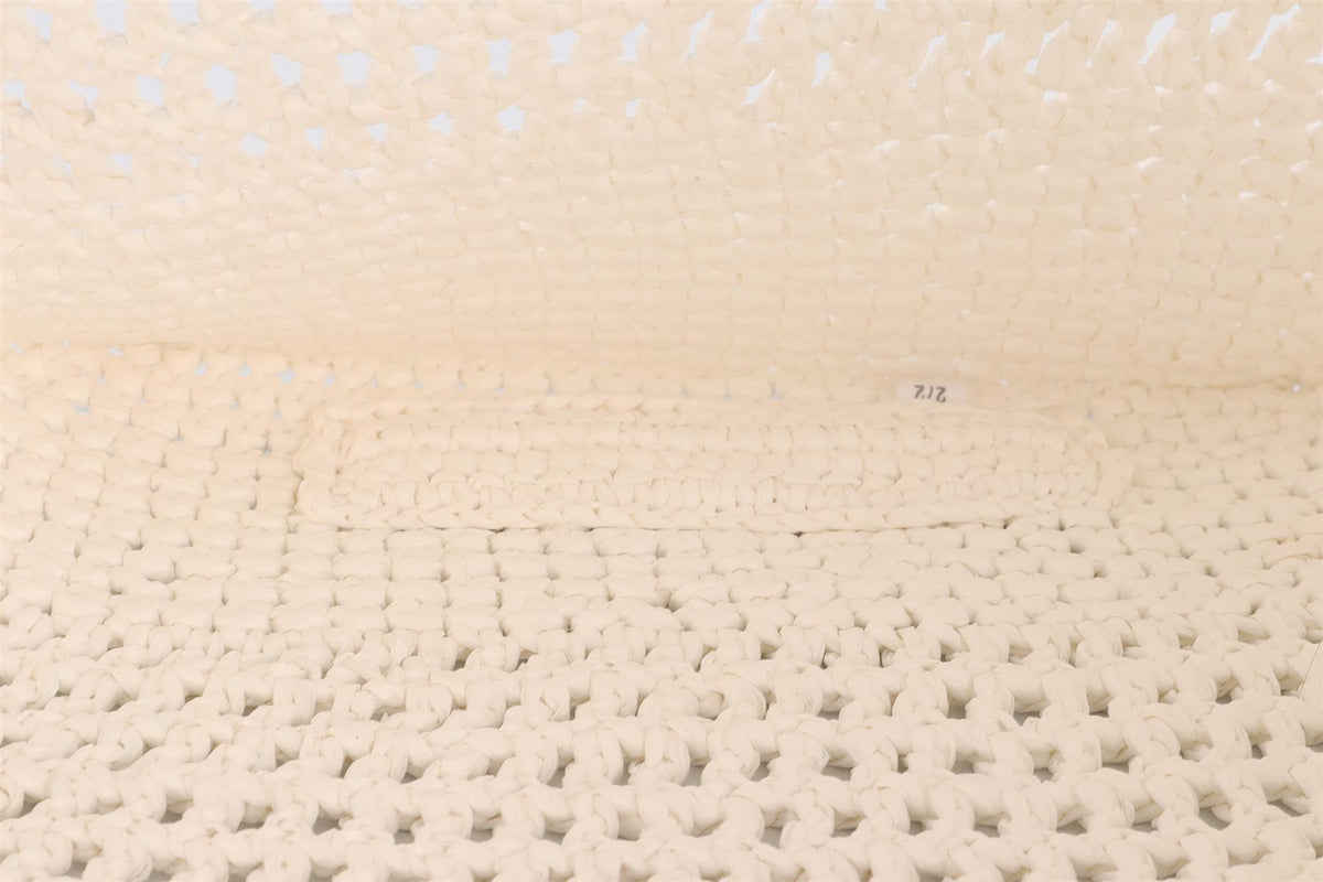 PRADA WHITE RAFFIA TOTE BAG