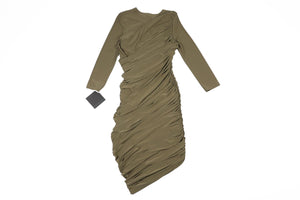 NORMA KAMALI GREEN JERSEY MIDI DRESS SMALL