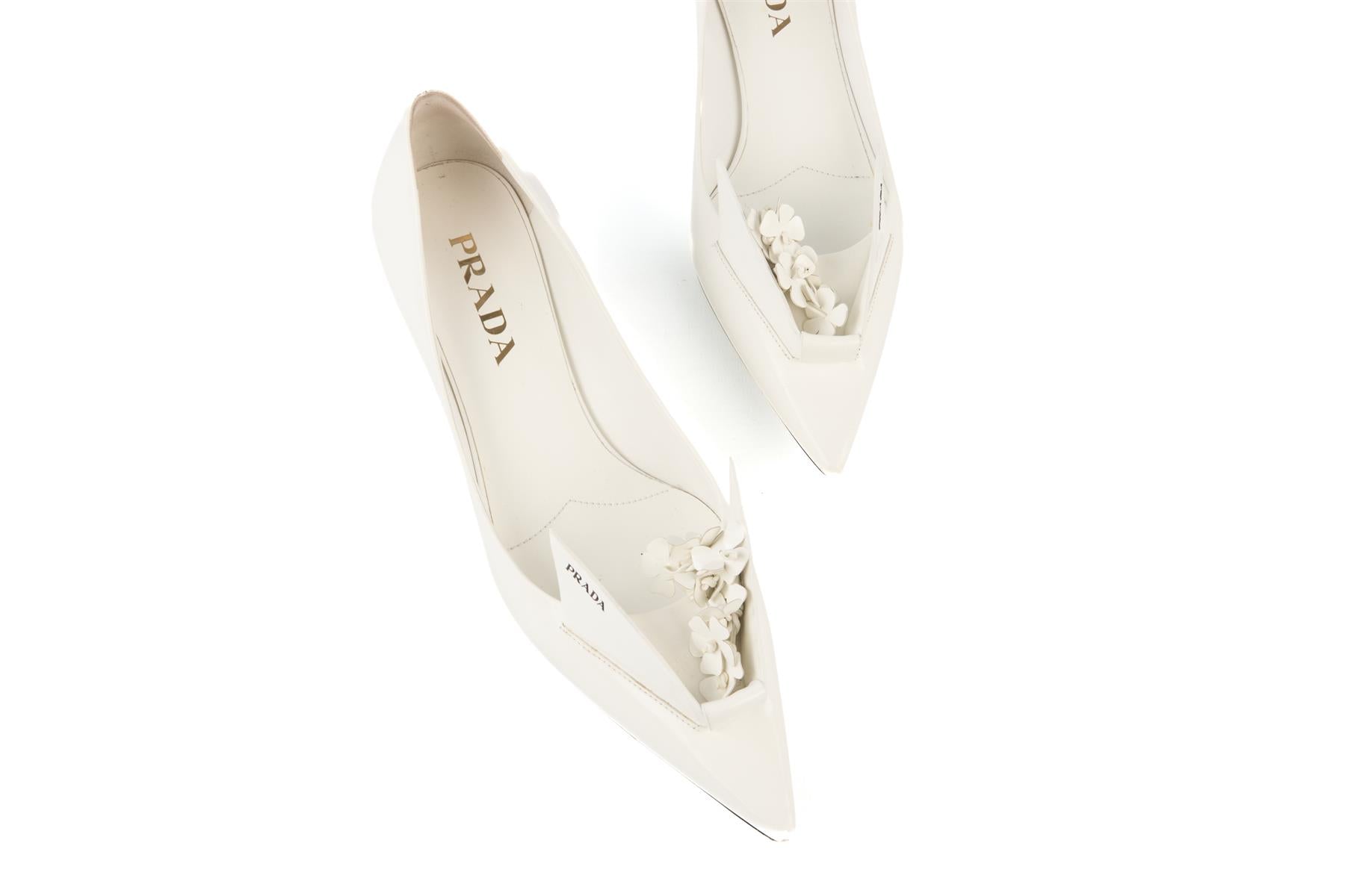 PRADA WHITE LEATHER PUMPS EU 38 UK 5 US 8