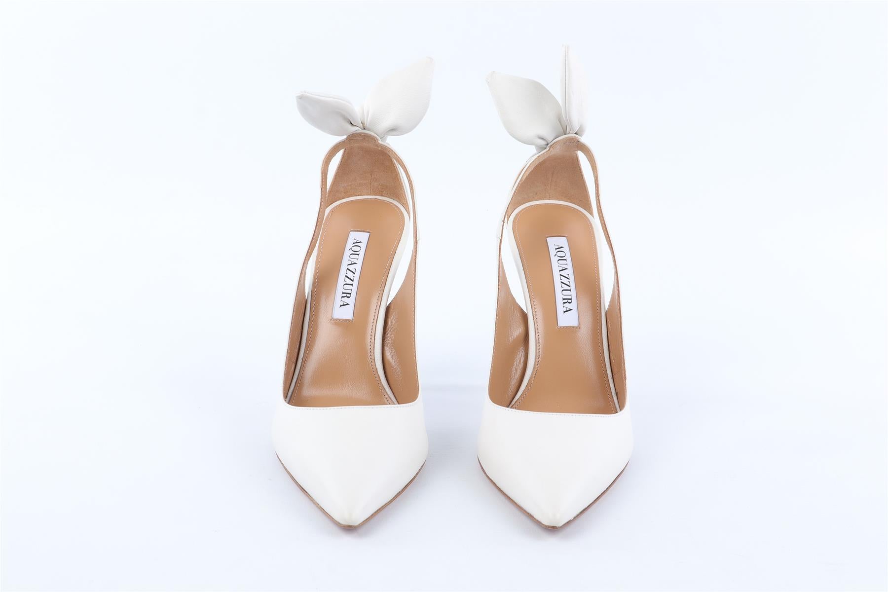 AQUAZZURA WHITE LEATHER PUMPS EU 38.5 UK 5.5 US 8.5