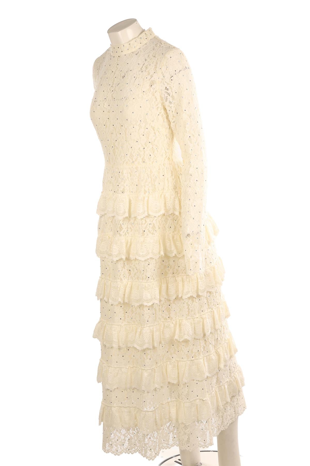 SEA NEW YORK CREAM LACE MAXI DRESS US 8 UK 4