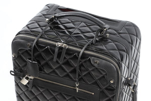 CHANEL BLACK 2015 37CM QUILTED PATENT LEATHER SUITCASE