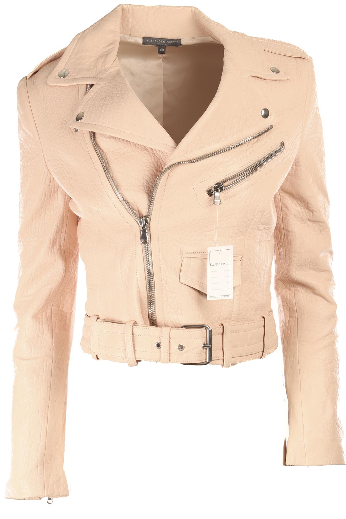 ALEXANDER MCQUEEN PINK LEATHER JACKET IT 40 UK 8