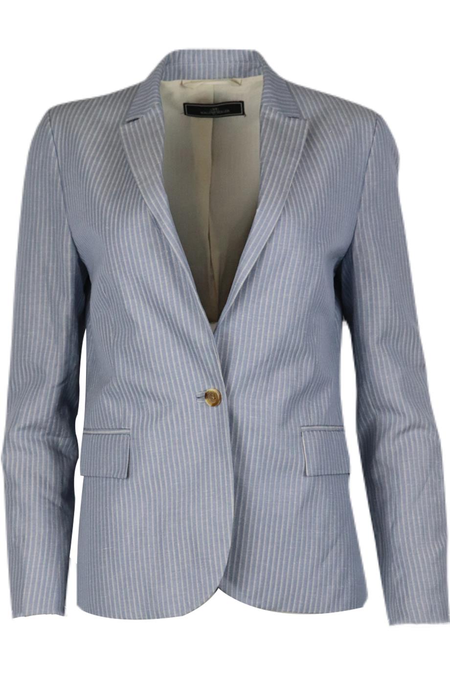 BY MALENE BIRGER STRIPED SILK AND LINEN BLEN BLAZER DK 36 UK 10