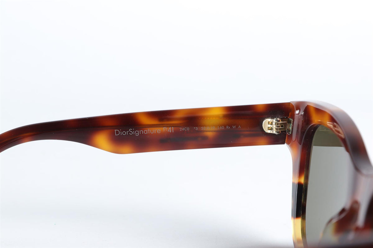 CHRISTIAN DIOR BROWN DIORSIGNATURE SQUARE FRAME ACETATE SUNGLASSES