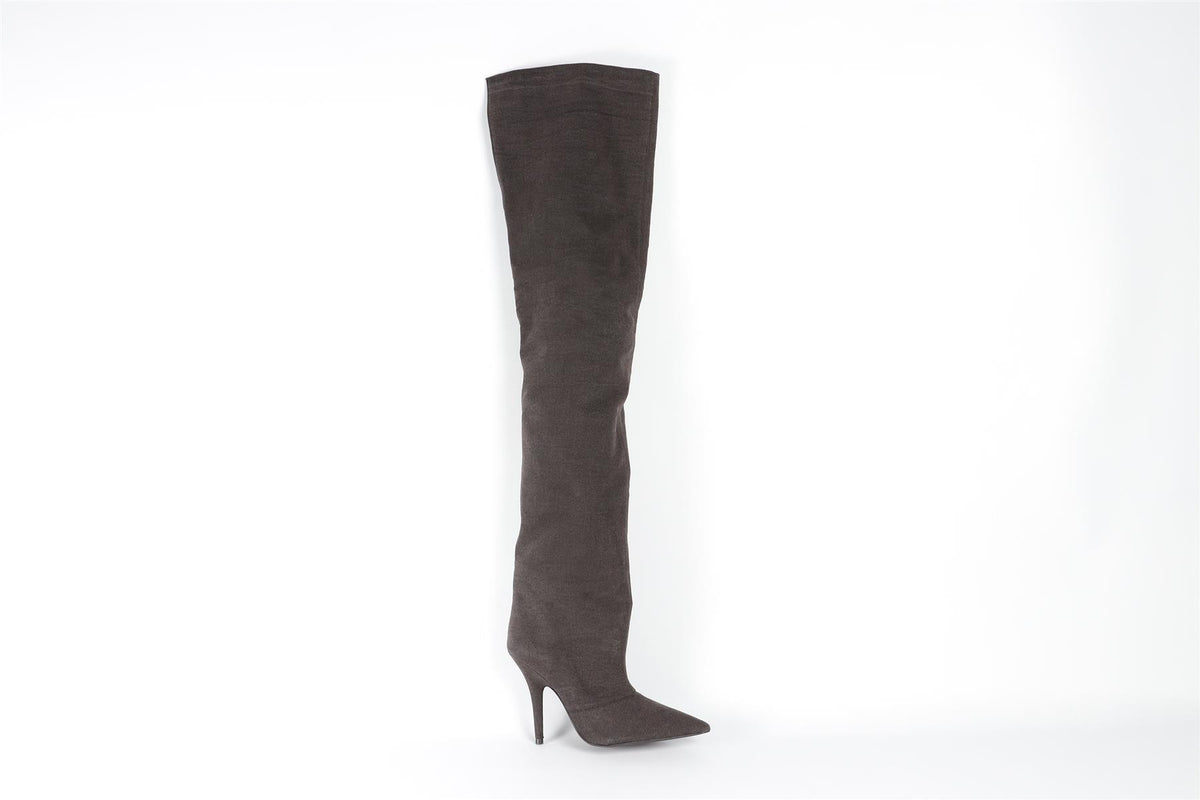 YEEZY BROWN SEASON 6 CANVAS OVER THE KNEE BOOTS EU 37.5 UK 4.5 US 7.5