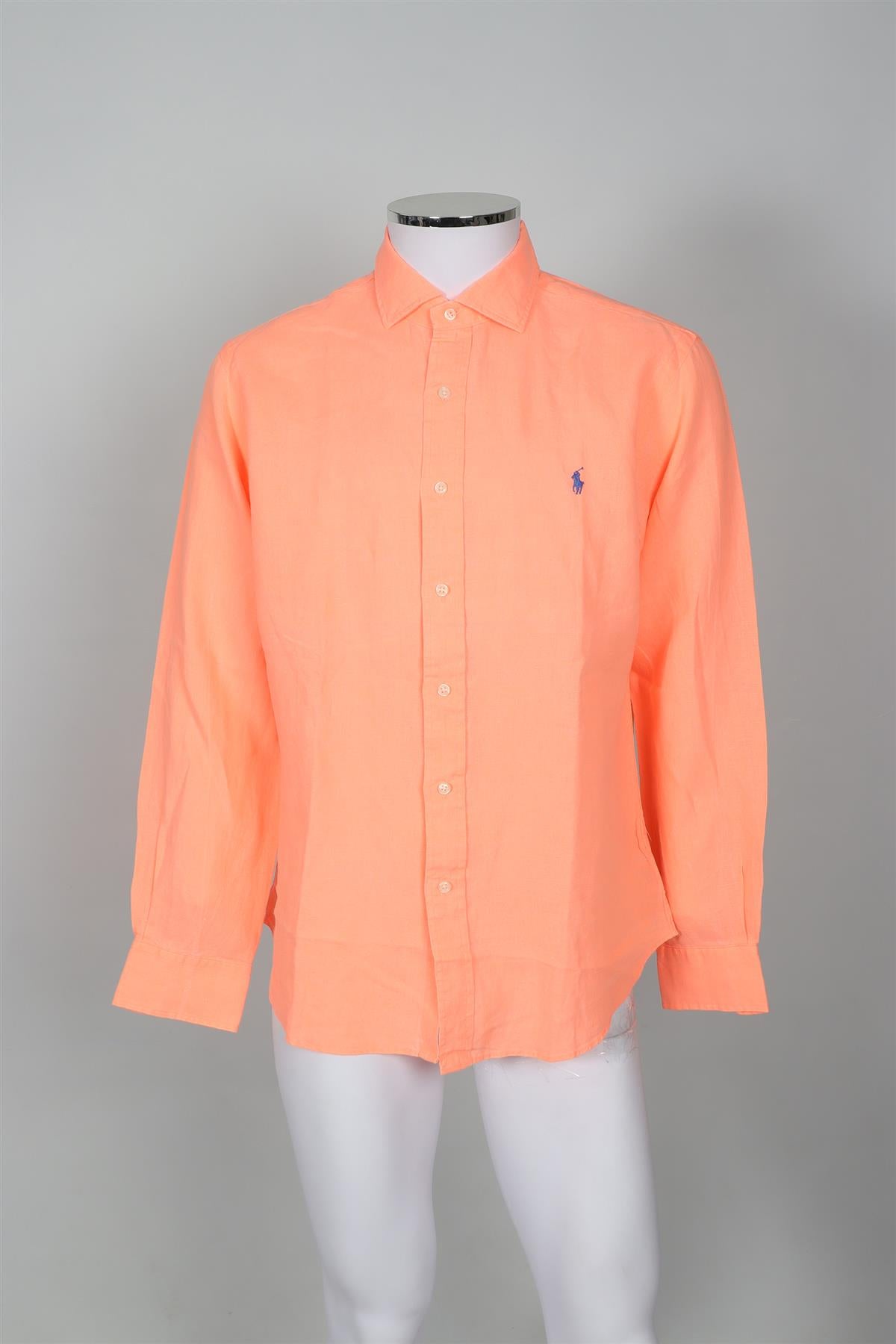 POLO RALPH LAUREN ORANGE MEN'S LINEN SHIRT LARGE