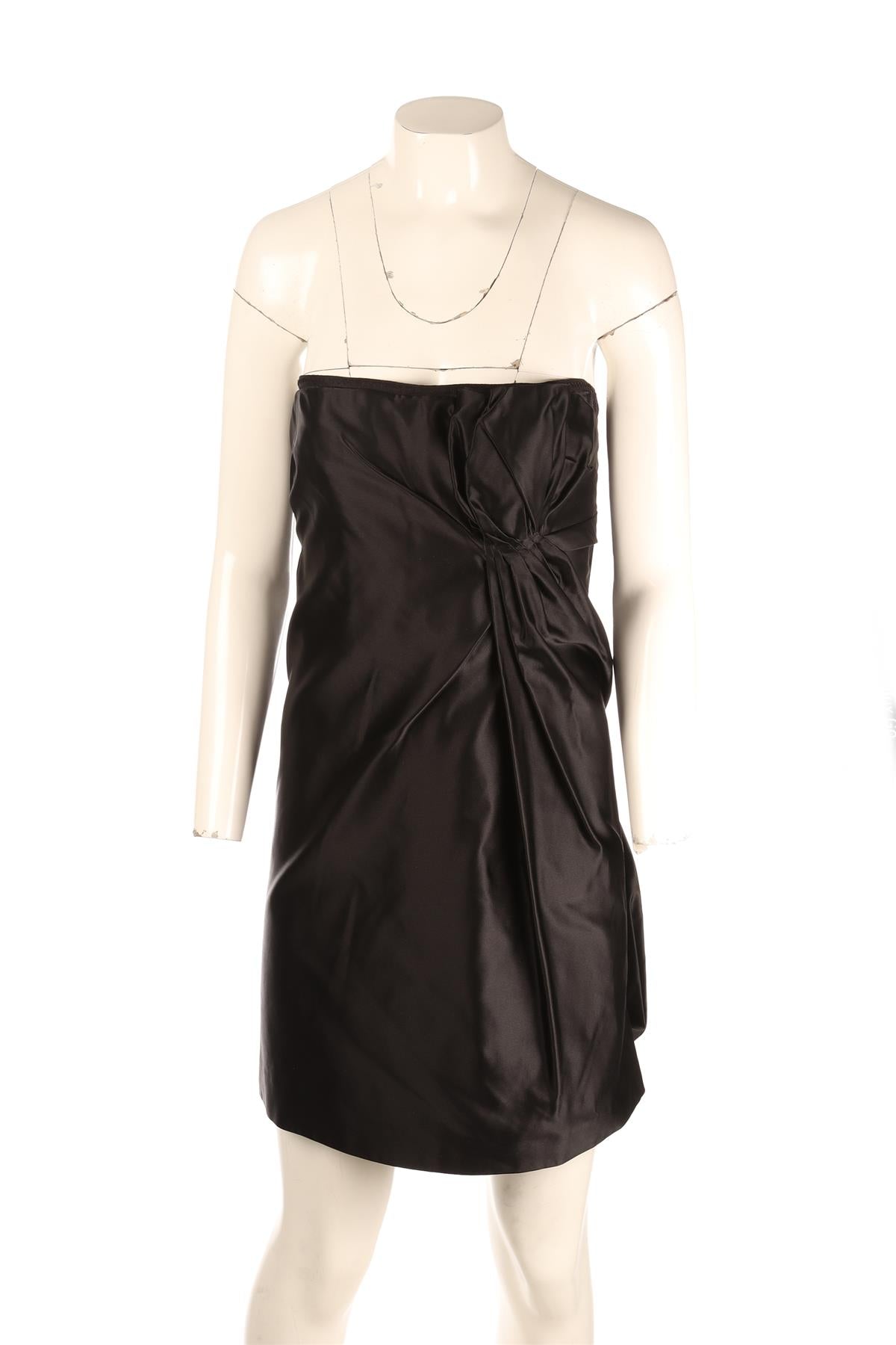 PRADA BLACK SATIN MINI DRESS IT 42 UK 10