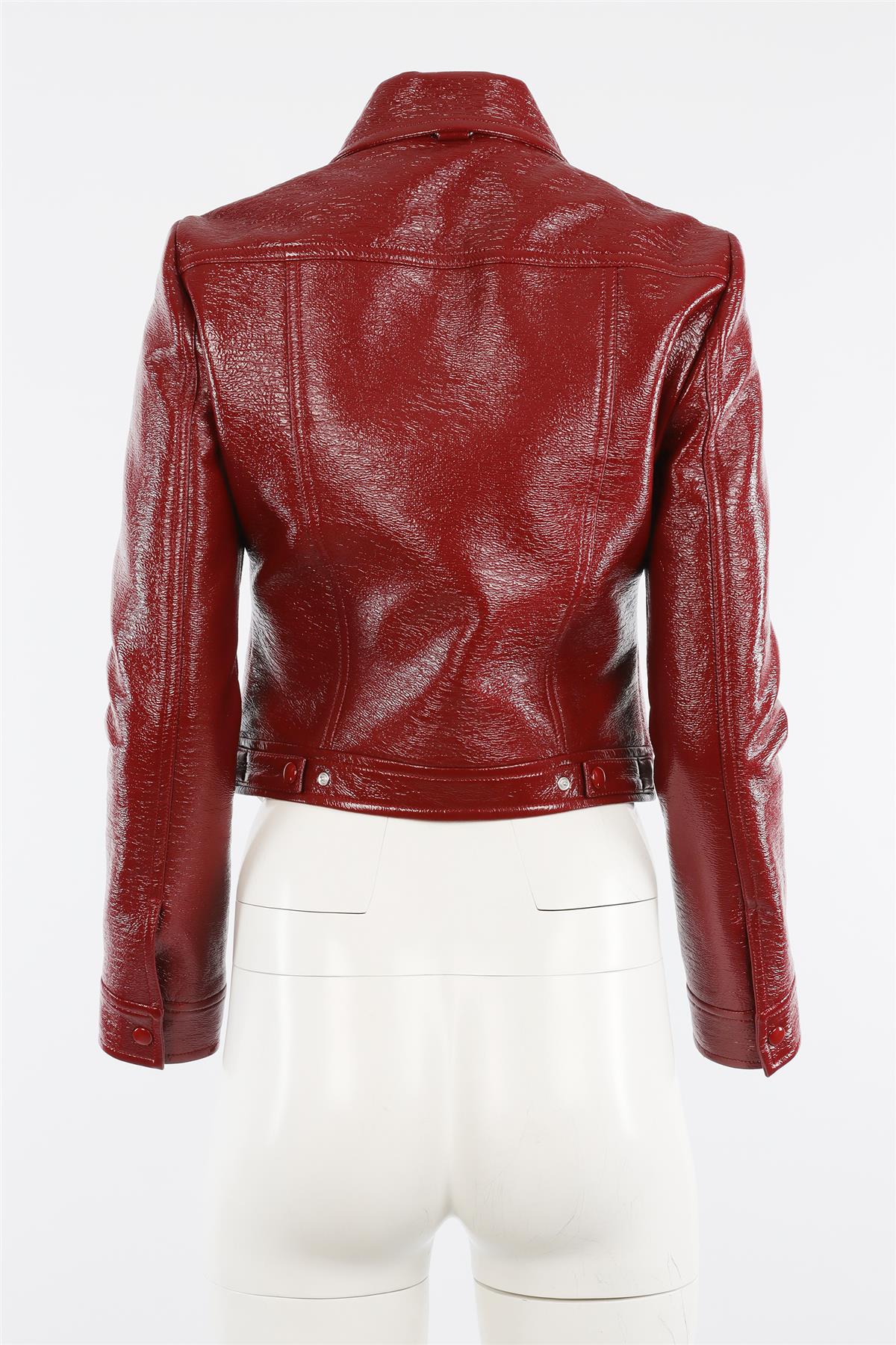 COURREGES RED FAUX LEATHER JACKET FR 38 UK 10