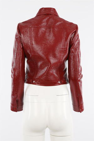 COURREGES RED FAUX LEATHER JACKET FR 38 UK 10