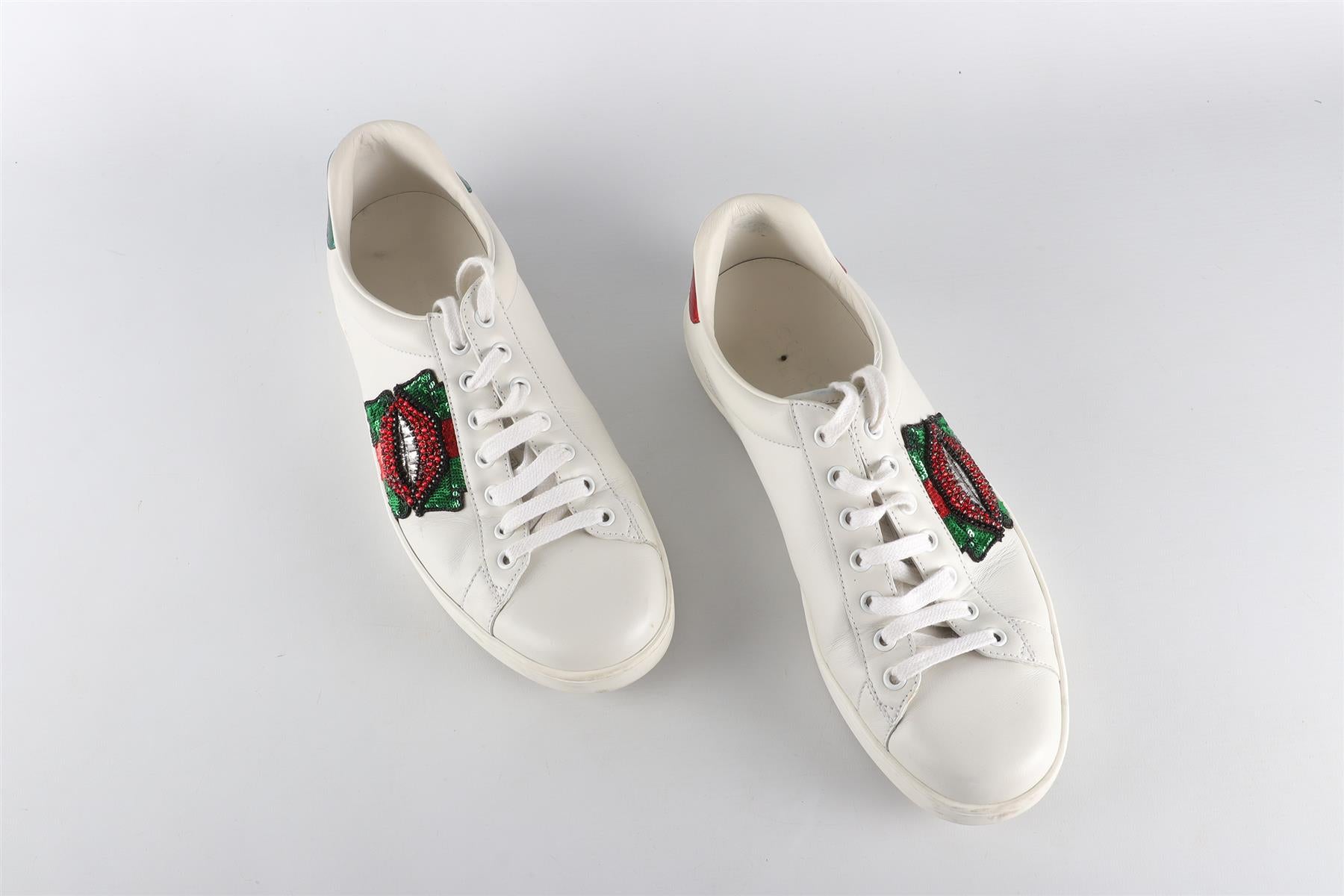 GUCCI WHITE MEN'S ACE LEATHER SNEAKERS UK 8.5