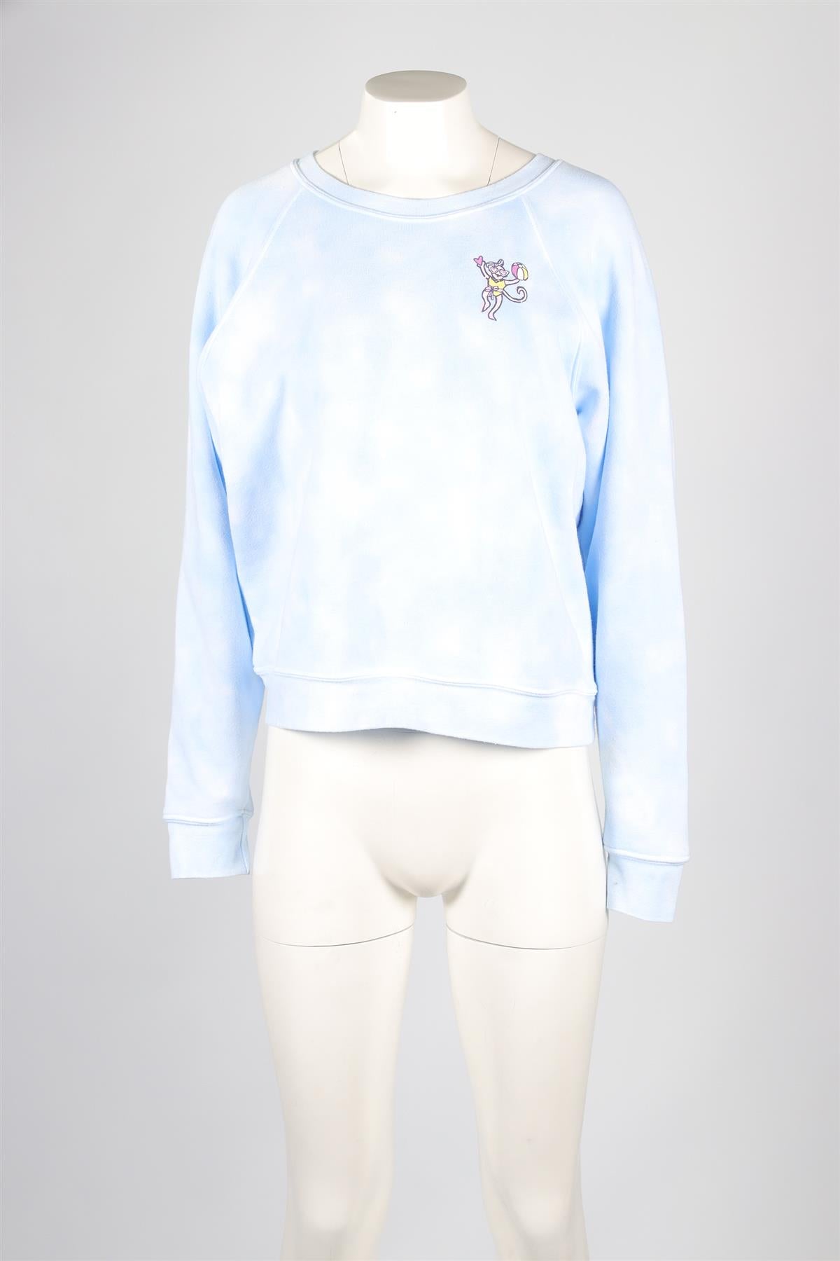 LOVESHACKFANCY X ROLLER RABBIT BLUE COTTON SWEATSHIRT SMALL