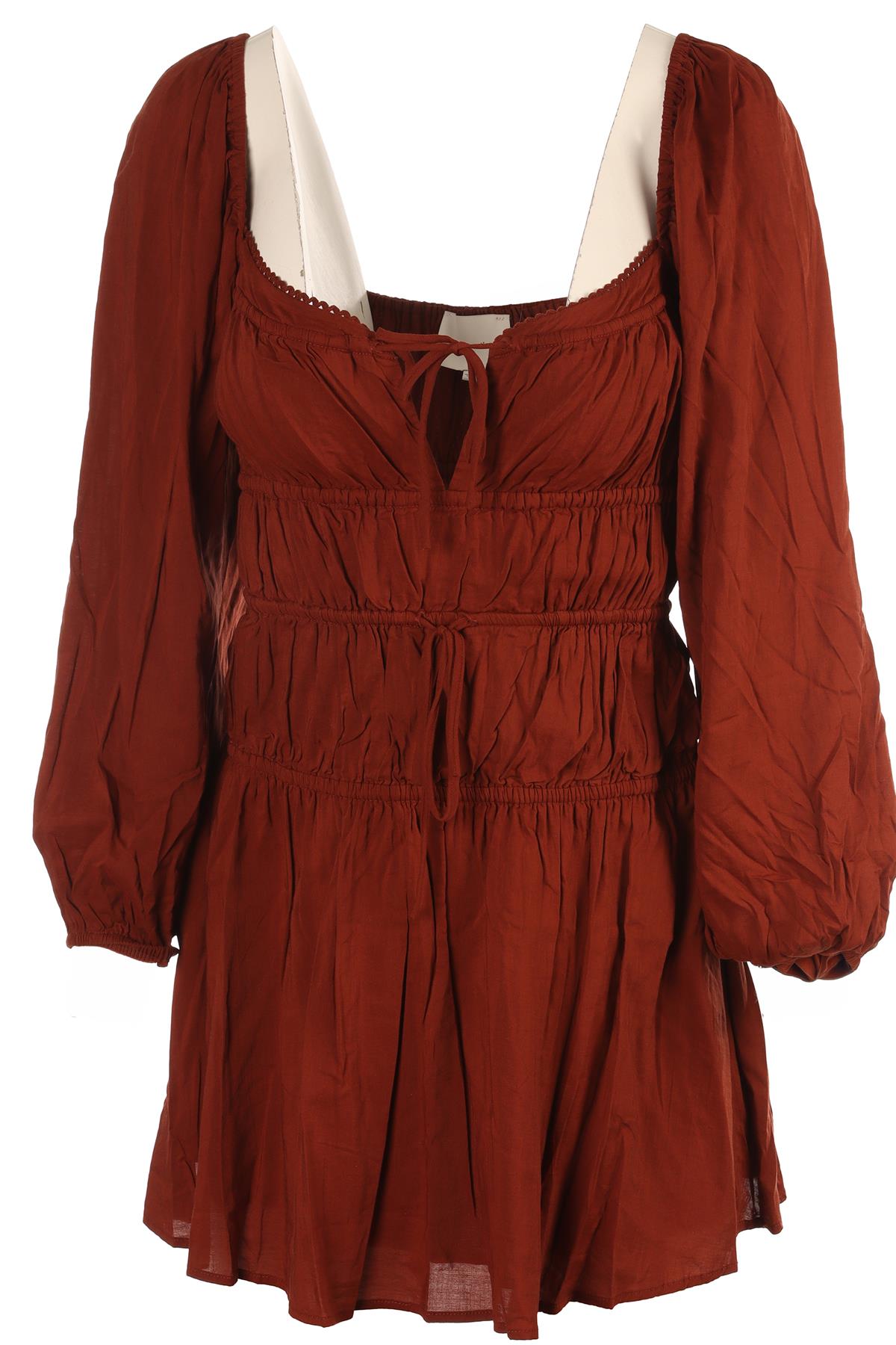 REFORMATION BROWN COTTON MINI DRESS US 2 UK 6