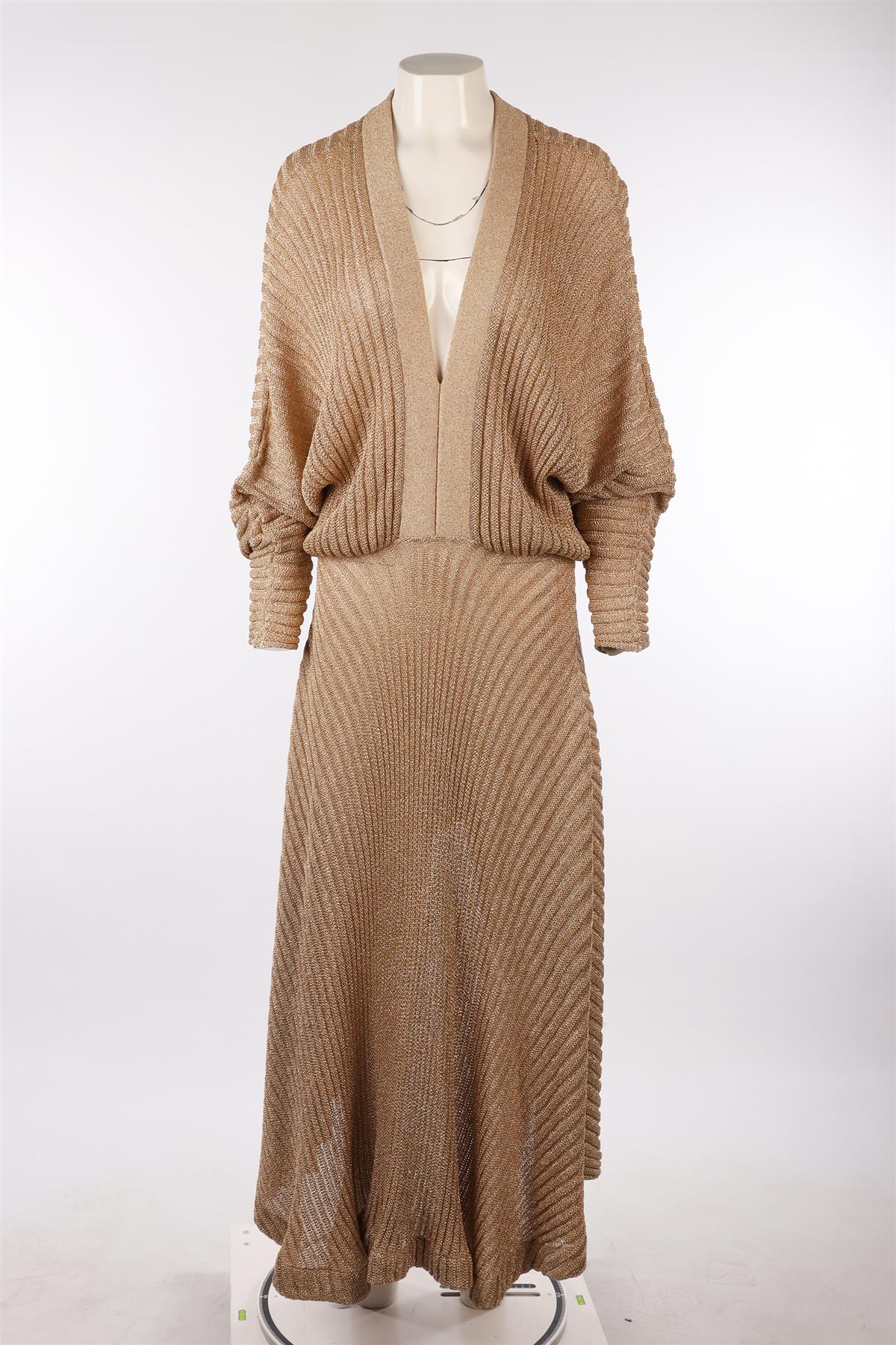 CHLOÉ GOLD KNIT MAXI DRESS SMALL
