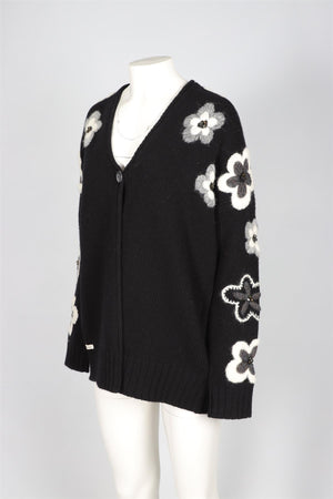 BRUNO MANETTI BLACK WOOL CARDIGAN IT 44 UK 12