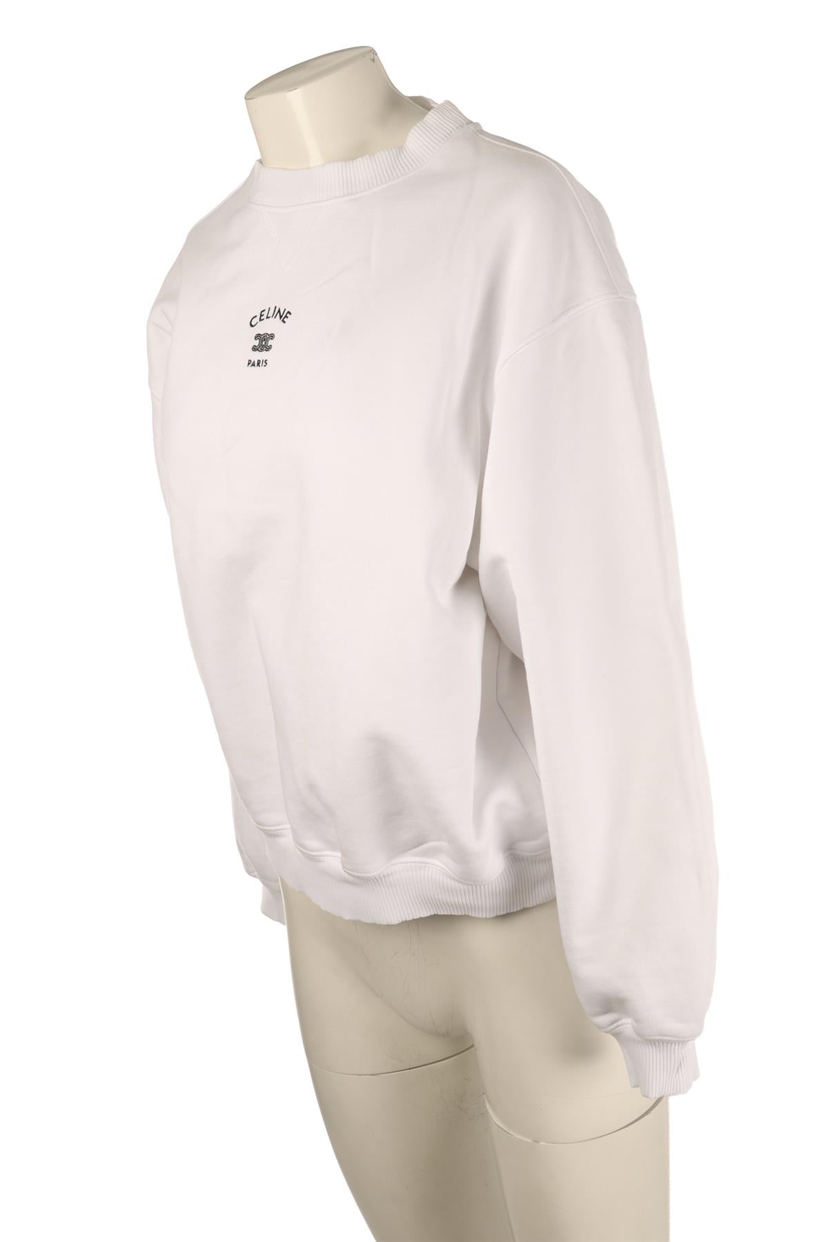 CELINE WHITE COTTON SWEATSHIRT SMALL