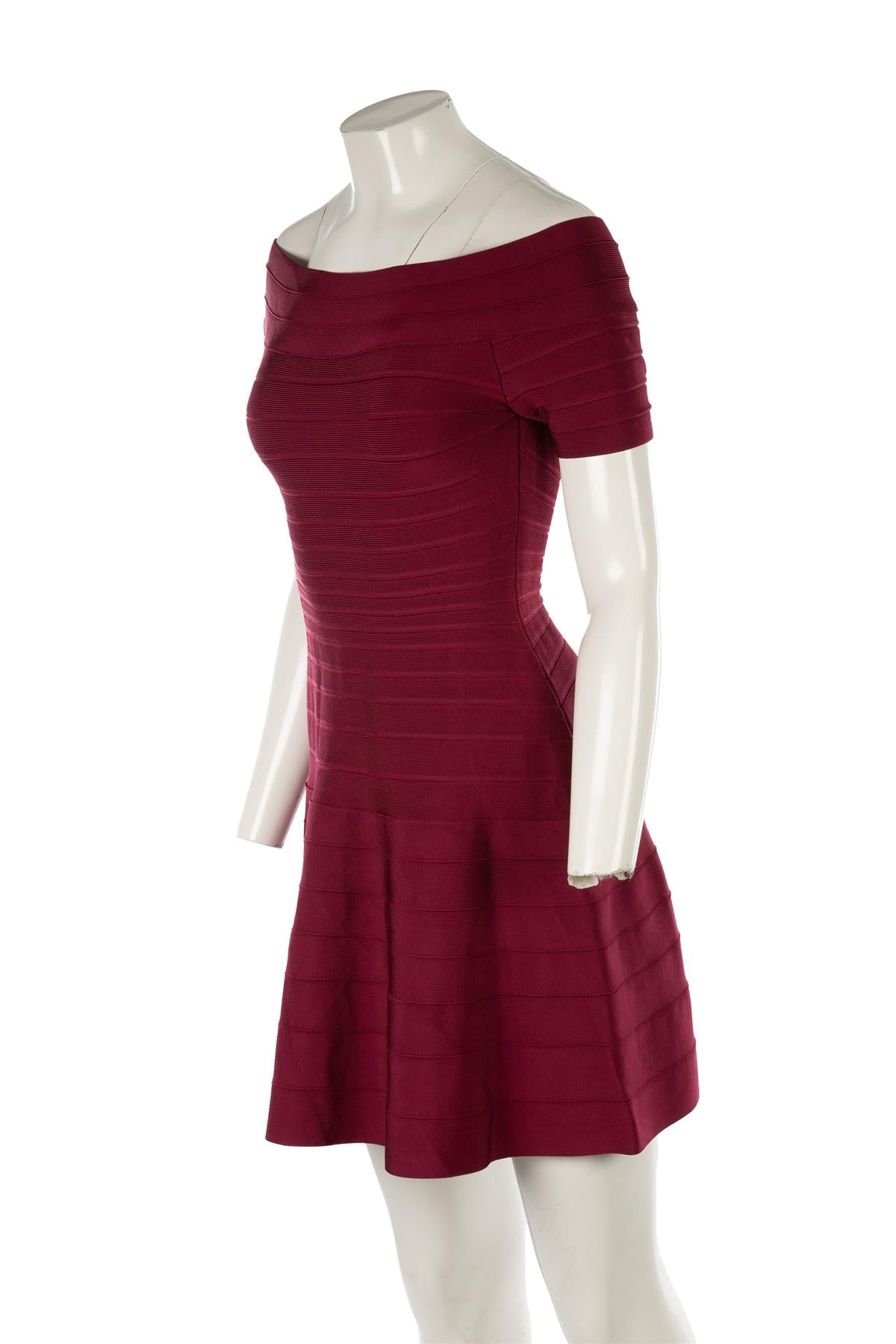 HERVE LEGER PINK BANDAGE MINI DRESS MEDIUM