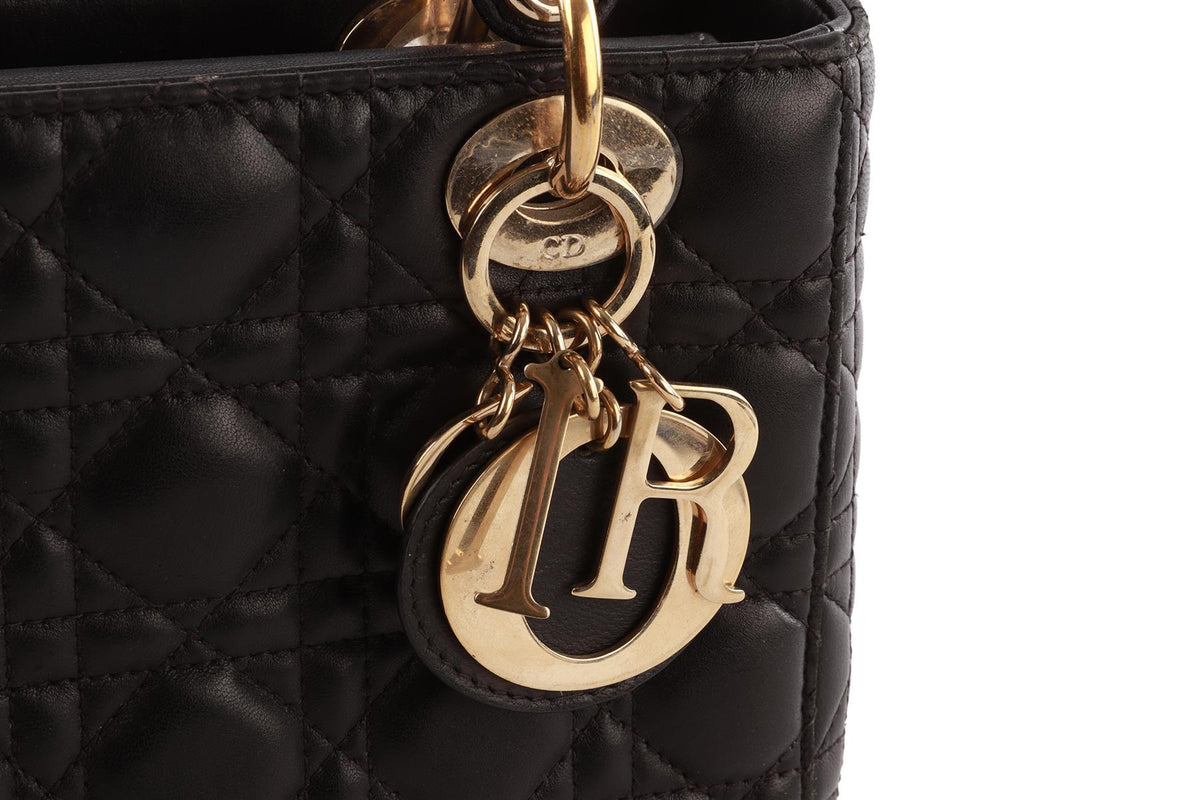 BLACK LADY DIOR MY ABCDIOR SMALL CANNAGE LEATHER TOTE BAG