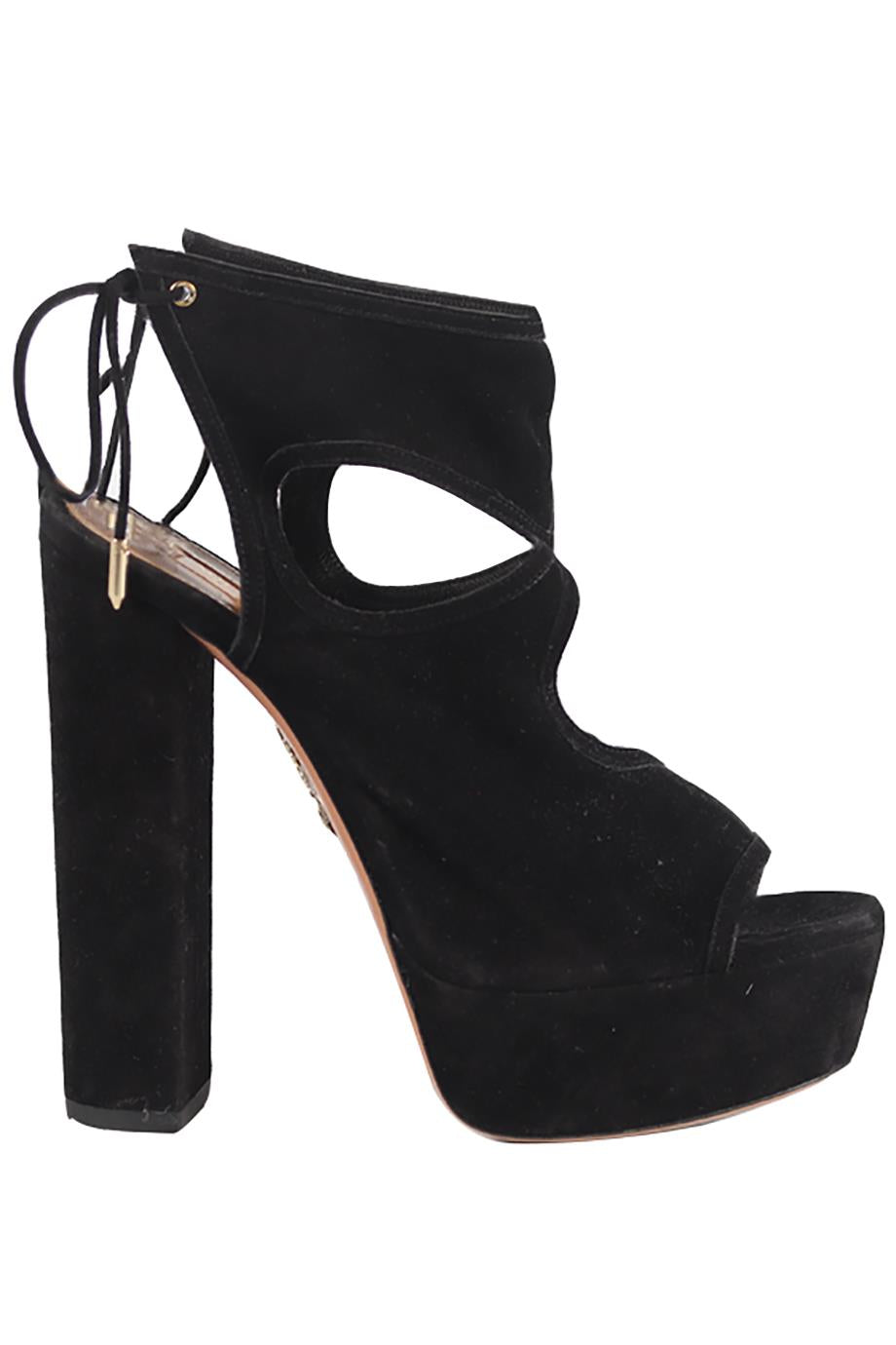 AQUAZZURA SUEDE PLATFORM SANDALS EU 37.5 UK 4.5 US 7.5