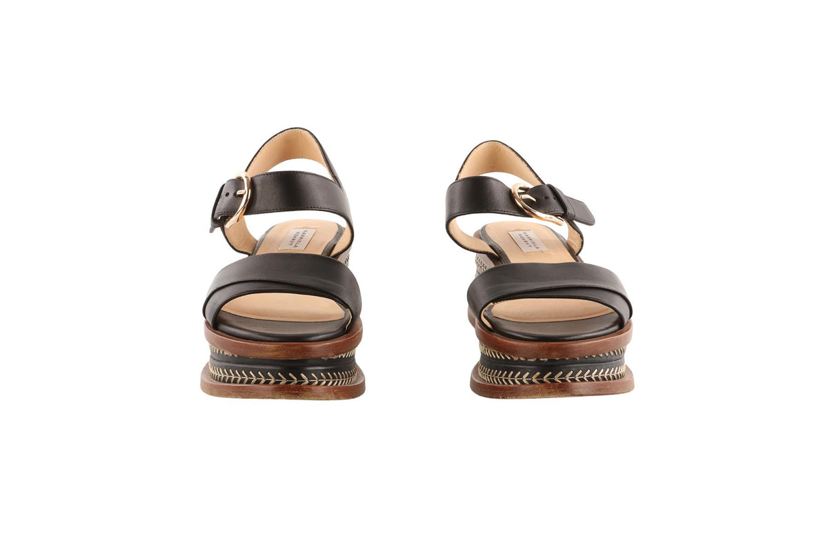 GABRIELA HEARST BLACK LEATHER PLATFORM SANDALS EU 38.5 UK 5.5 US 8.5