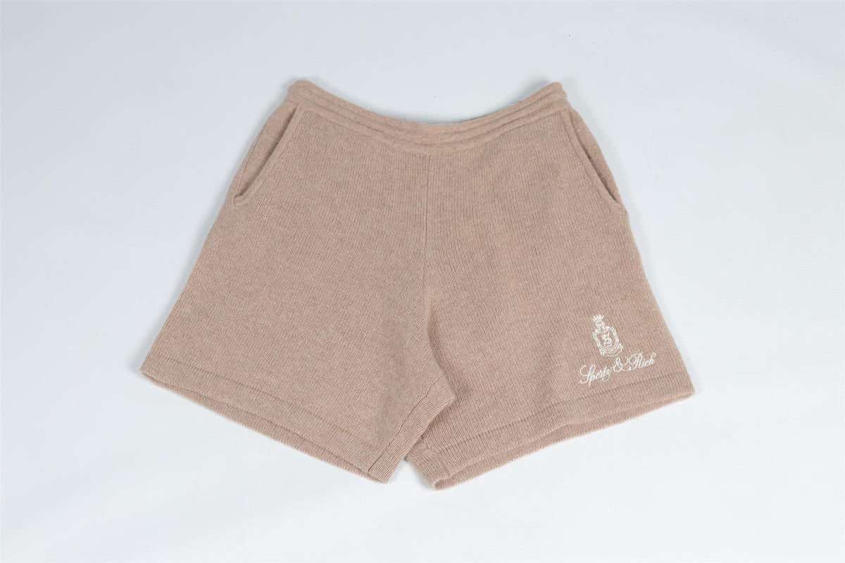 SPORTY & RICH TAUPE CASHMERE SHORTS MEDIUM