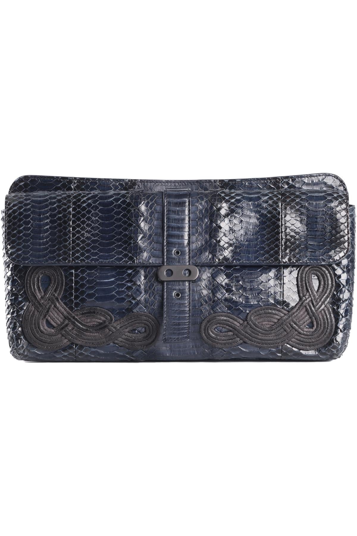 BOTTEGA VENETA BLUE 2012 PYTHON CLUTCH