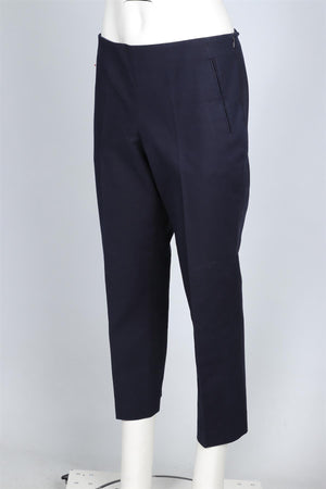 THE ROW NAVY COTTON STRAIGHT LEG PANTS US 10 UK 14