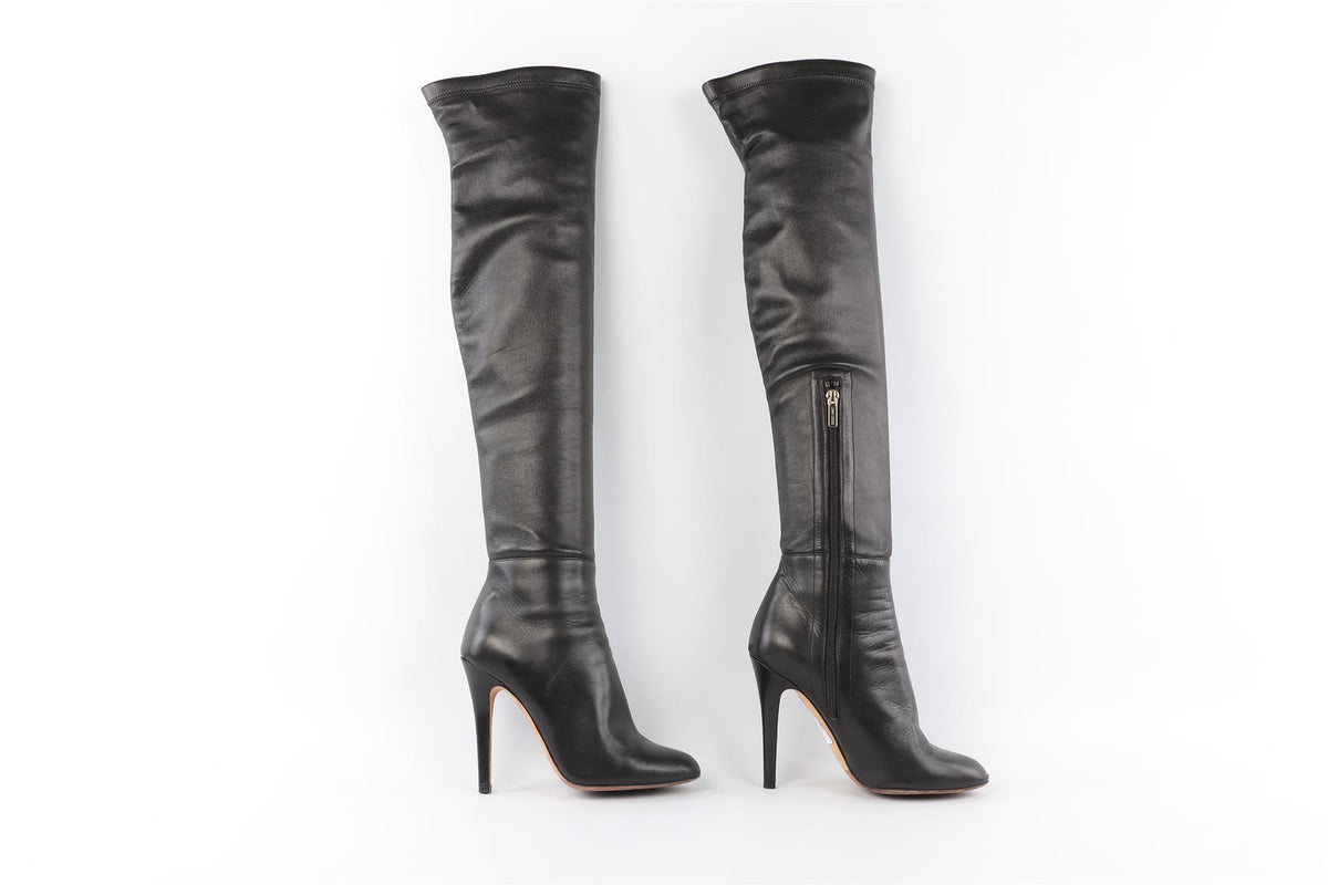 JIMMY CHOO BLACK LEATHER OVER THE KNEE HIGH BOOTS EU 38 UK 5 US 8