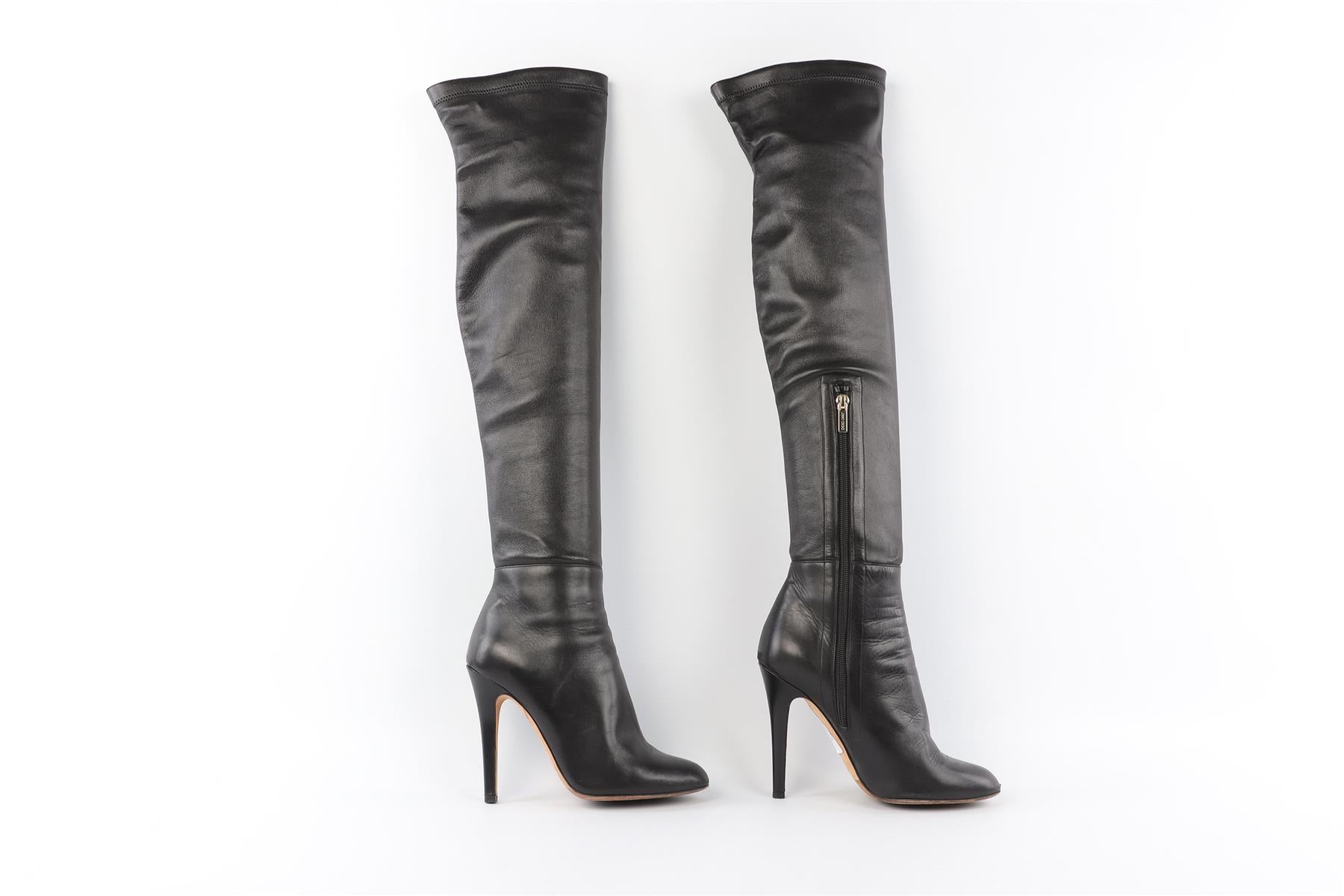 JIMMY CHOO BLACK LEATHER OVER THE KNEE HIGH BOOTS EU 38 UK 5 US 8