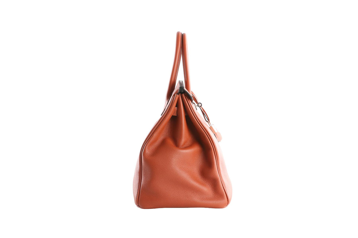 HERMÈS ORANGE 2017 BIRKIN 35CM TAURILLON NOVILLO LEATHER BAG