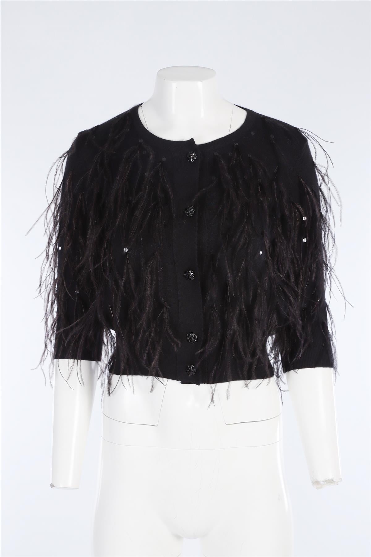 OSCAR DE LA RENTA BLACK 2021 CASHMERE CARDIGAN XSMALL