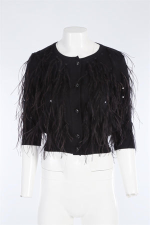 OSCAR DE LA RENTA BLACK 2021 CASHMERE CARDIGAN XSMALL