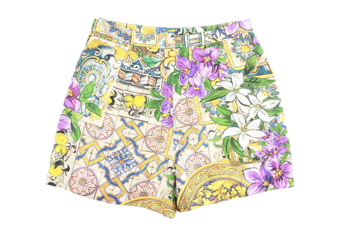 DOLCE & GABBANA MULTI SILK SHORTS IT 38 UK 6