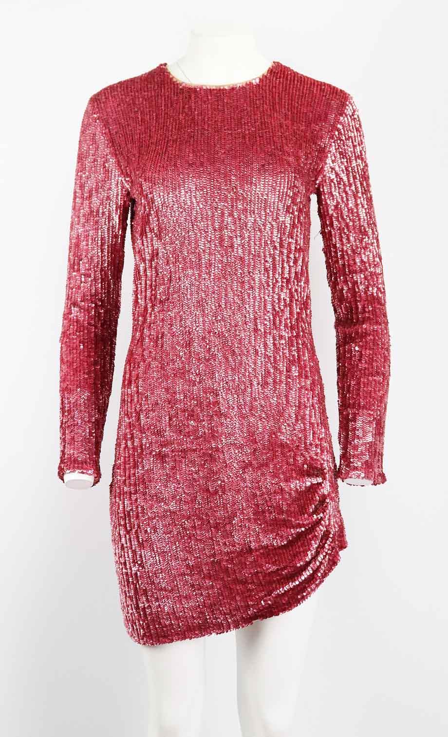 PINKO LOVES SHEA RUCHED SEQUINED JERSEY MINI DRESS IT 44 UK 12