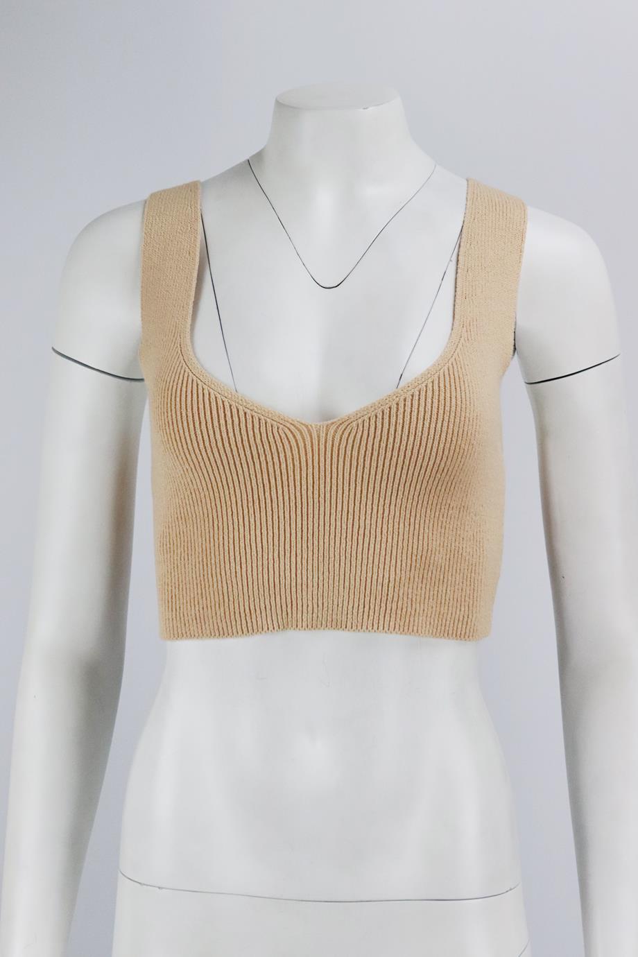 A.L.C. CROPPED RIBBED COTTON BLEND TOP MEDIUM