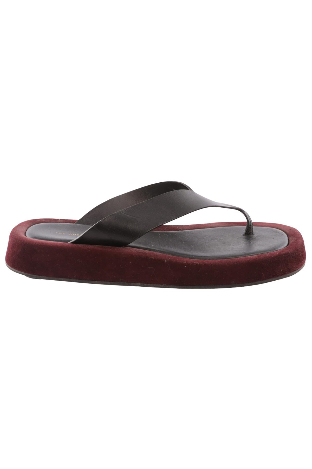 THE ROW BURGUNDY GINZA SUEDE FLIPFLOPS EU 40 UK 7 US 10