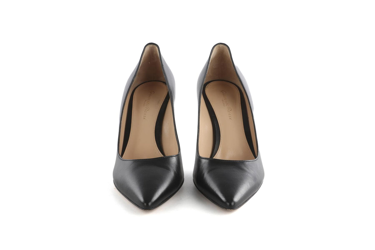 GIANVITO ROSSI BLACK LEATHER PUMPS EU 38 UK 5 US 8