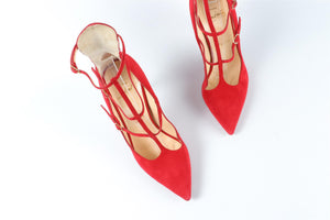 CHRISTIAN LOUBOUTIN RED SUEDE PUMPS EU 38 UK 5 UK 8