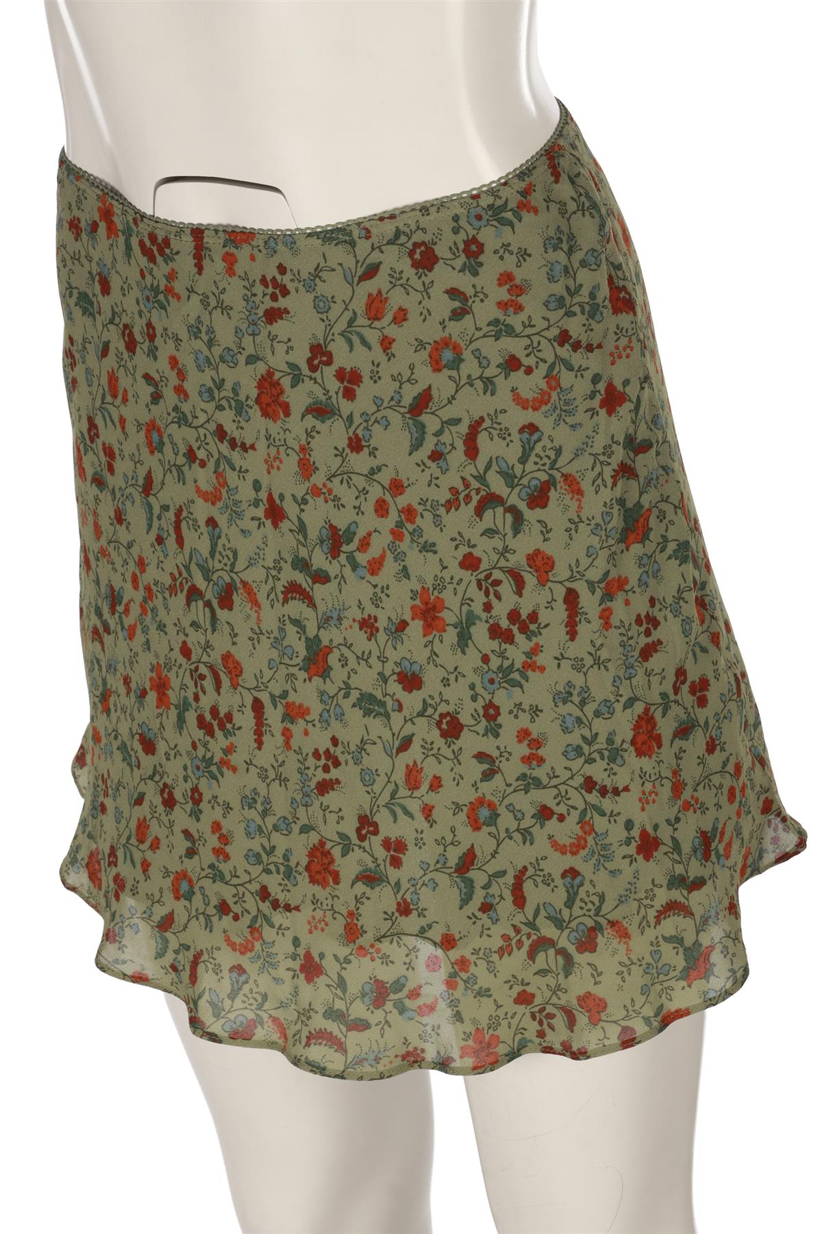 REFORMATION GREEN CREPE MINI SKIRT XSMALL