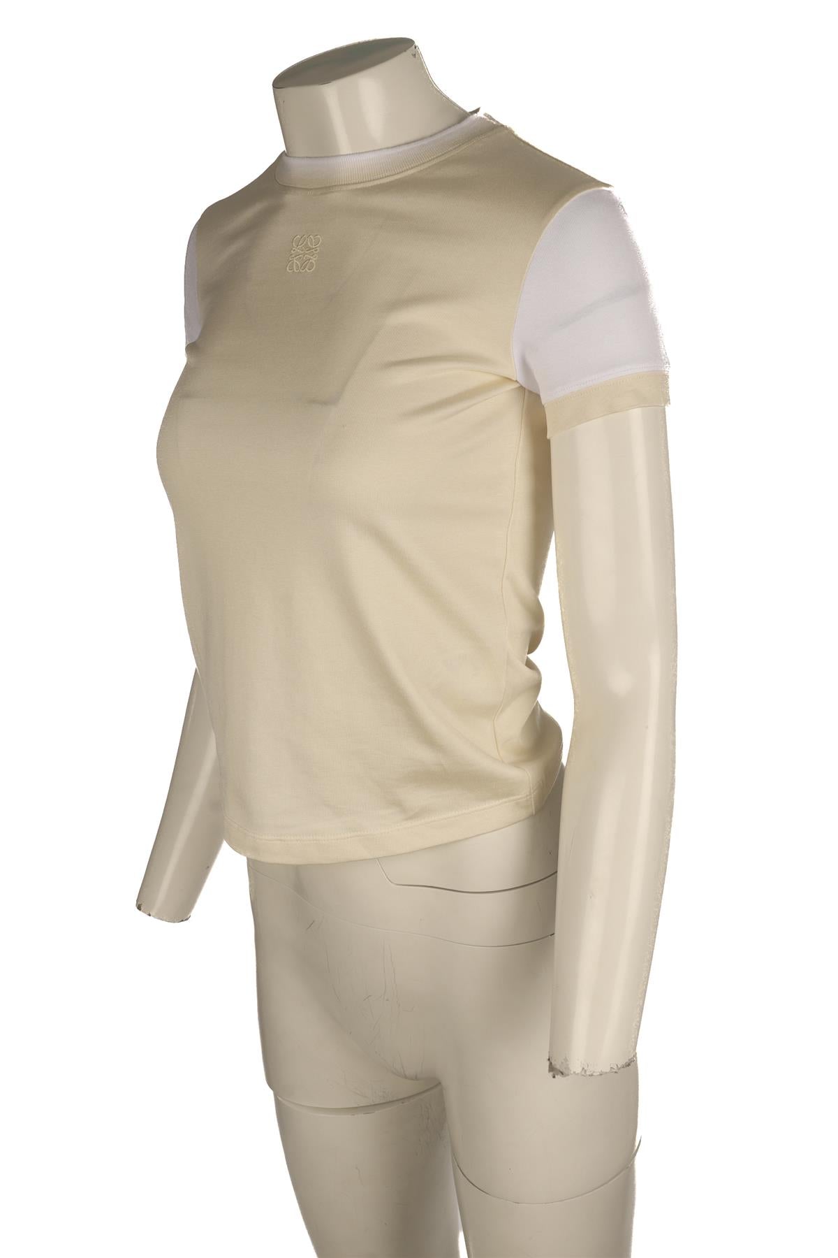 LOEWE CREAM COTTON T-SHIRT SMALL