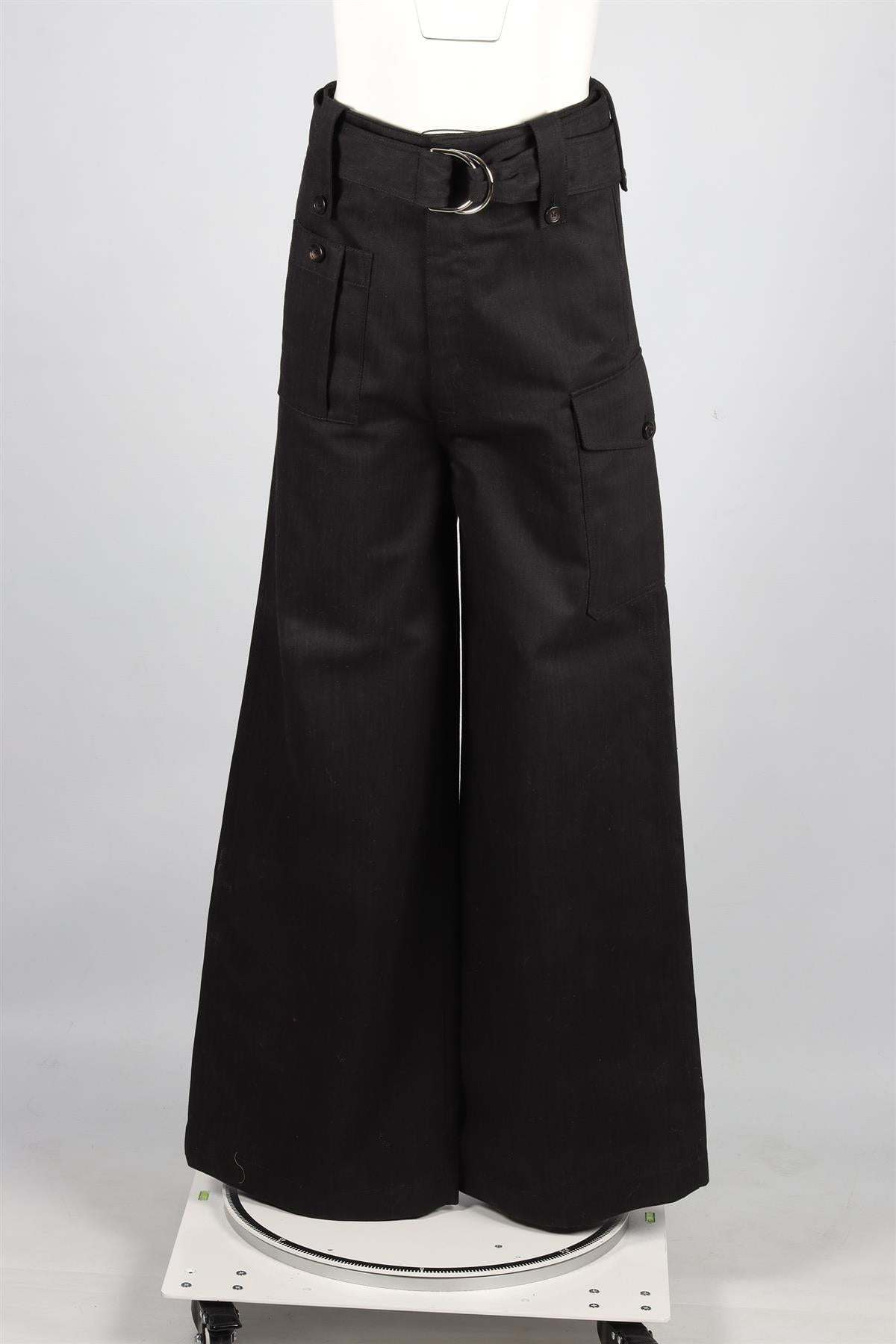 MIU MIU BLACK DENIM WIDE LEG PANTS IT 38 UK 6