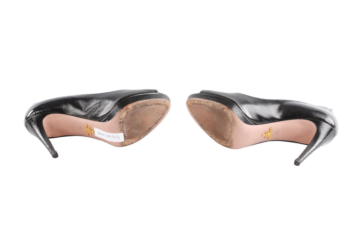 PRADA BLACK LEATHER PUMPS EU 38 UK 5 US 8
