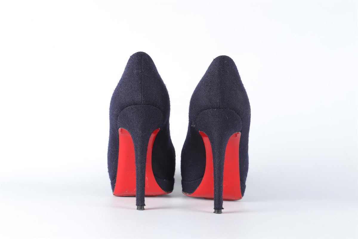 CHRISTIAN LOUBOUTIN NAVY FELT PUMPS EU 37.5 UK 4.5 US 7.5
