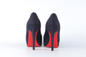 CHRISTIAN LOUBOUTIN NAVY FELT PUMPS EU 37.5 UK 4.5 US 7.5