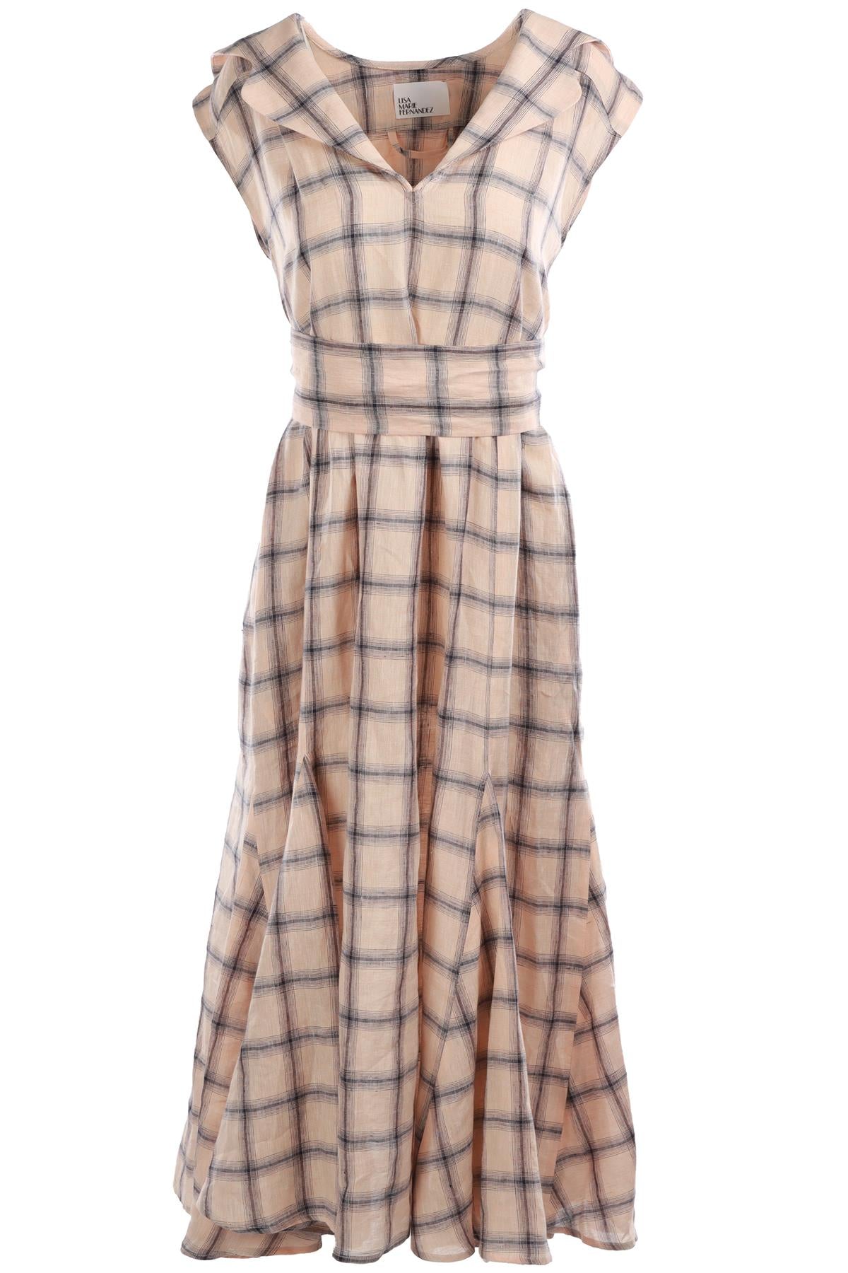 LISA MARIE FERNANDEZ PINK LINEN MIDI DRESS SMALL